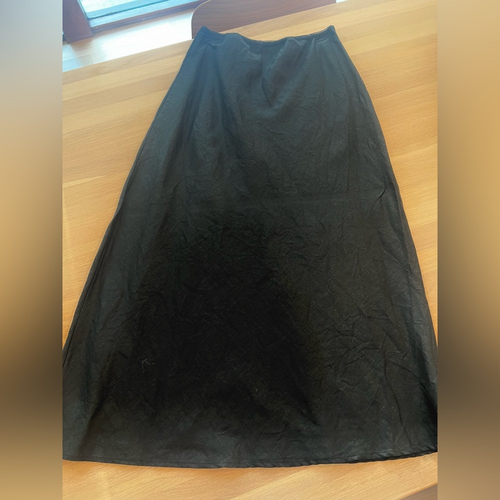Reformation Layla linen midi skirt black M